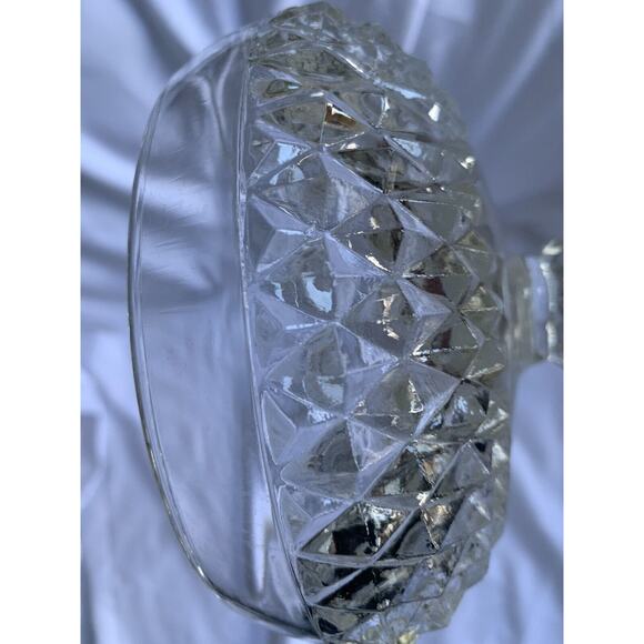 Indiana Glass Diamond Point Compote Vintage Pedestal Bowl Candy Dish - Picture 15 of 16